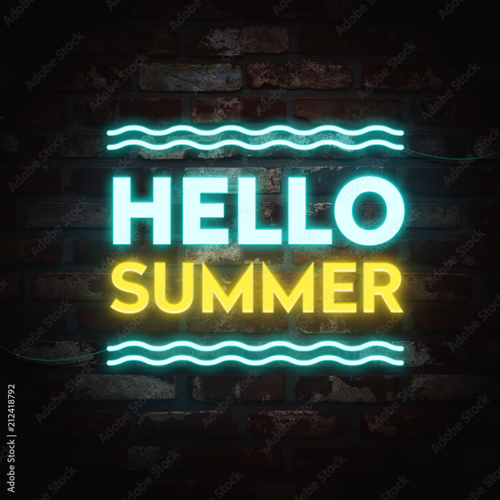Tropical summer, neon sign background