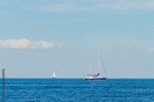 Seascape with white yacht on the sea in Odesa © zyoma_1986