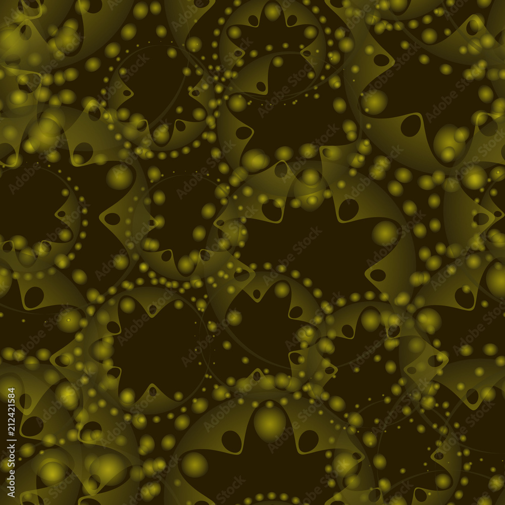 Vector abstract seamless pattern of mustard tentacles and flowers on a bronze background for fabric or paper. Vector abstract seamless pattern of mustard tentacles and flowers on a bronze background for fabric or paper.