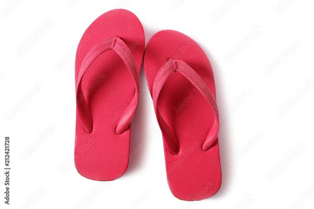Red flipflops beach sandals isolated on white background Red flipflops beach sandals isolated on white background