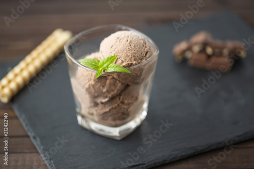 Ice cream with chocolate  nuts and chocolate chips