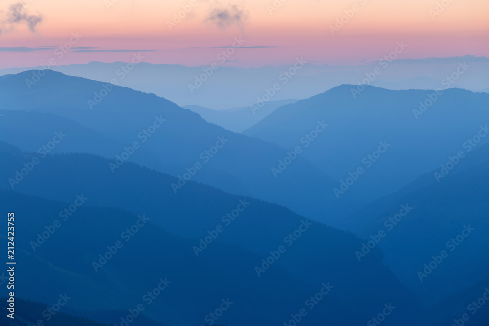 Summer sunrise in Parang Mountains, Romania