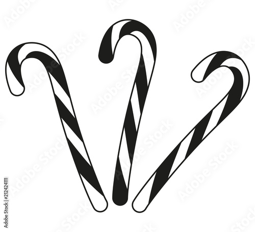Black and white candy cane silhouette set