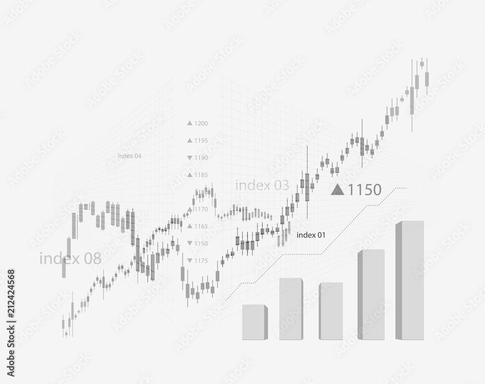 The schedule for changing the stock market graph in a positive direction. The investment economy and the development of new financial tools for trade online. Vector
