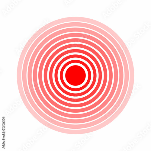 Pain concentration icon. Red rinds. Symbol of throbbing pain. Design for medical painkiller pills, muscle, stomach, toothache and other