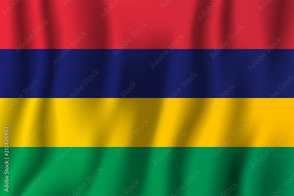 Fototapeta premium Mauritius realistic waving flag vector illustration. National country background symbol. Independence day