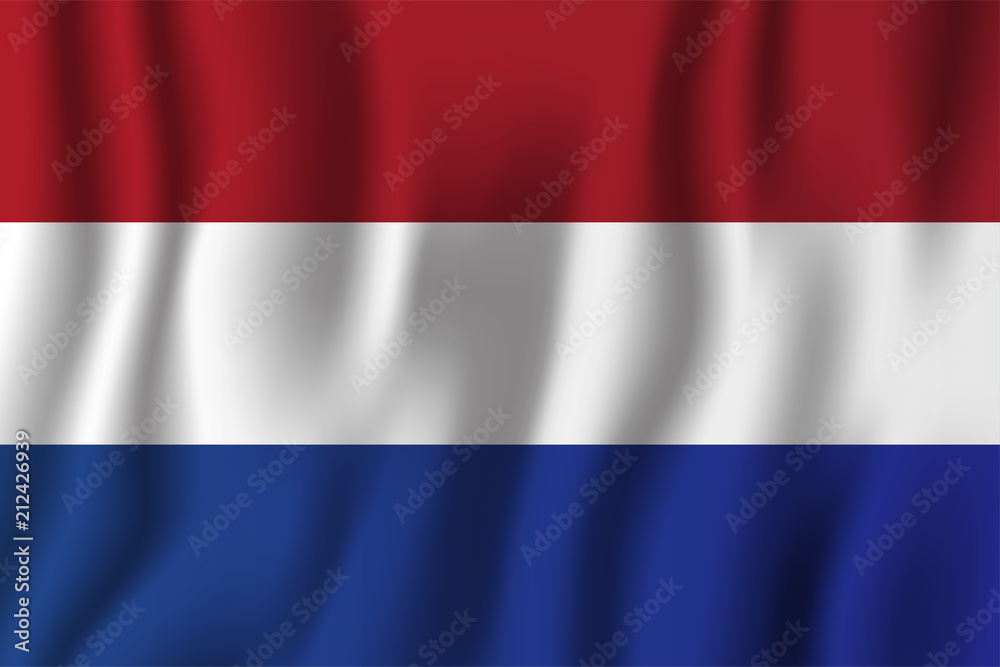 Fototapeta premium Netherlands realistic waving flag vector illustration. National country background symbol. Independence day