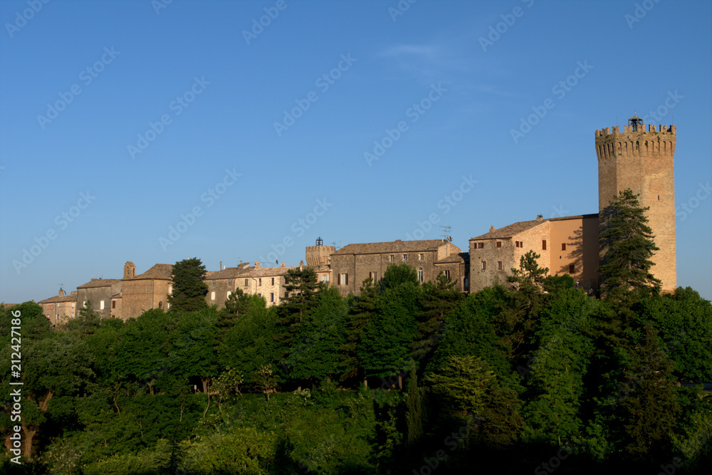 Italy,Moresco,medieval,old,village,summer,ancient,sky,blue,tower,panorama,view