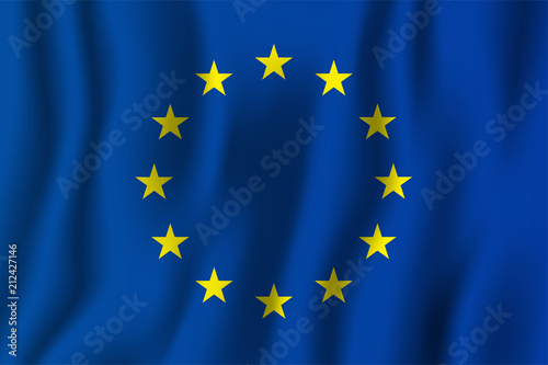 European Union realistic waving flag vector illustration. National country background symbol. Independence day