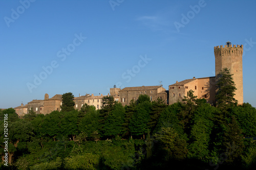 Italy Moresco medieval old village summer ancient sky blue tower panorama view