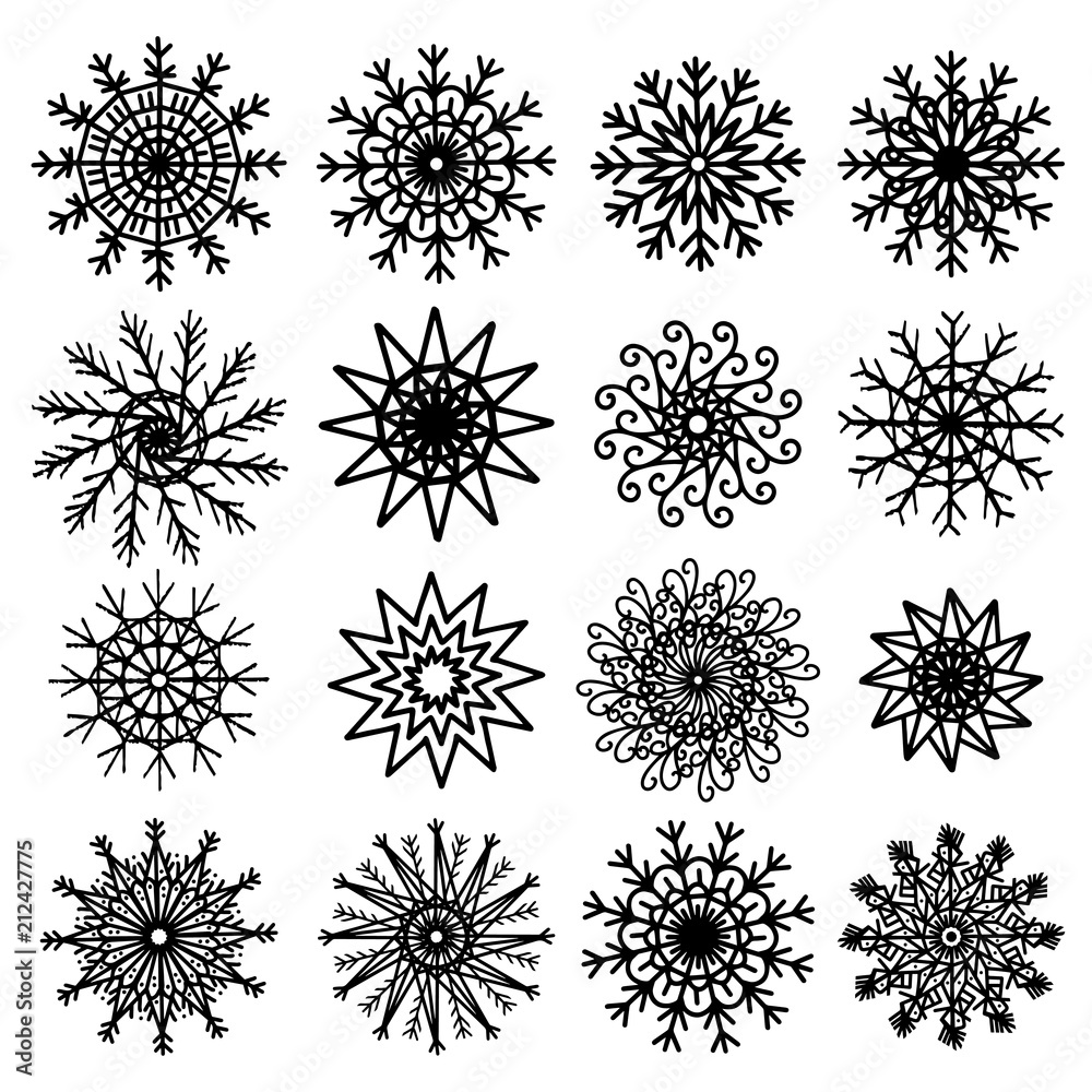 Obraz premium Snowflakes hand drawn set