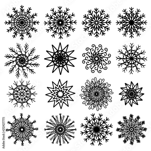 Snowflakes hand drawn set