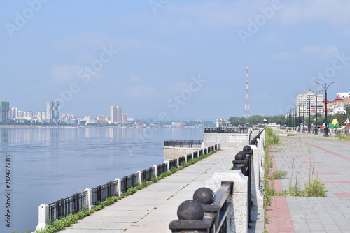 amur river. View of the Chinese city of Heihe from the Russian coast