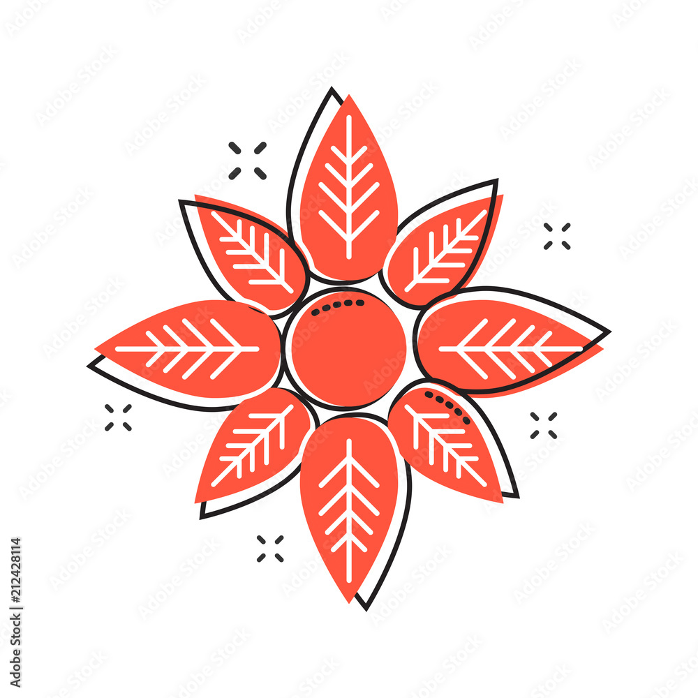 Cartoon flower icon in comic style. Flower illustration pictogram. Floral sign splash business concept.