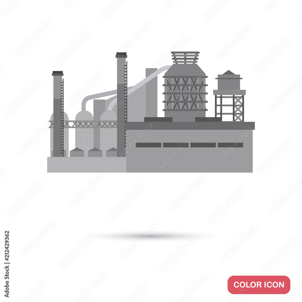 Factory, industrial building flat illustration in black and white colors