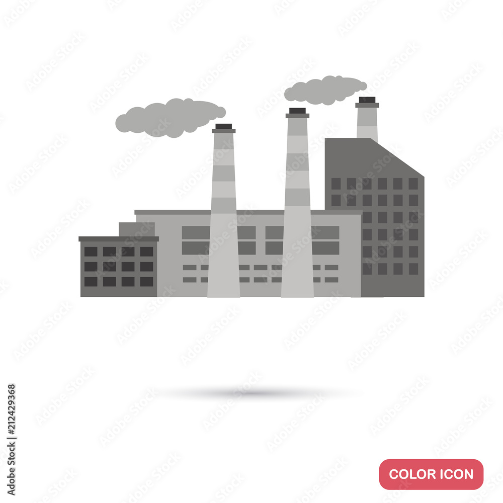 Factory, industrial building flat illustration in black and white colors