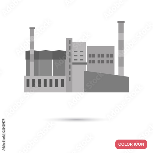 Cement factory flat illustration in black and white colors