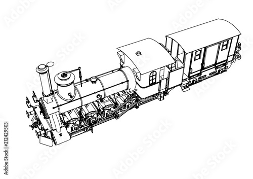 retro sketch of a steam locomotive vector