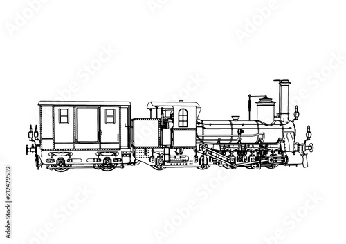 retro sketch of a steam locomotive vector