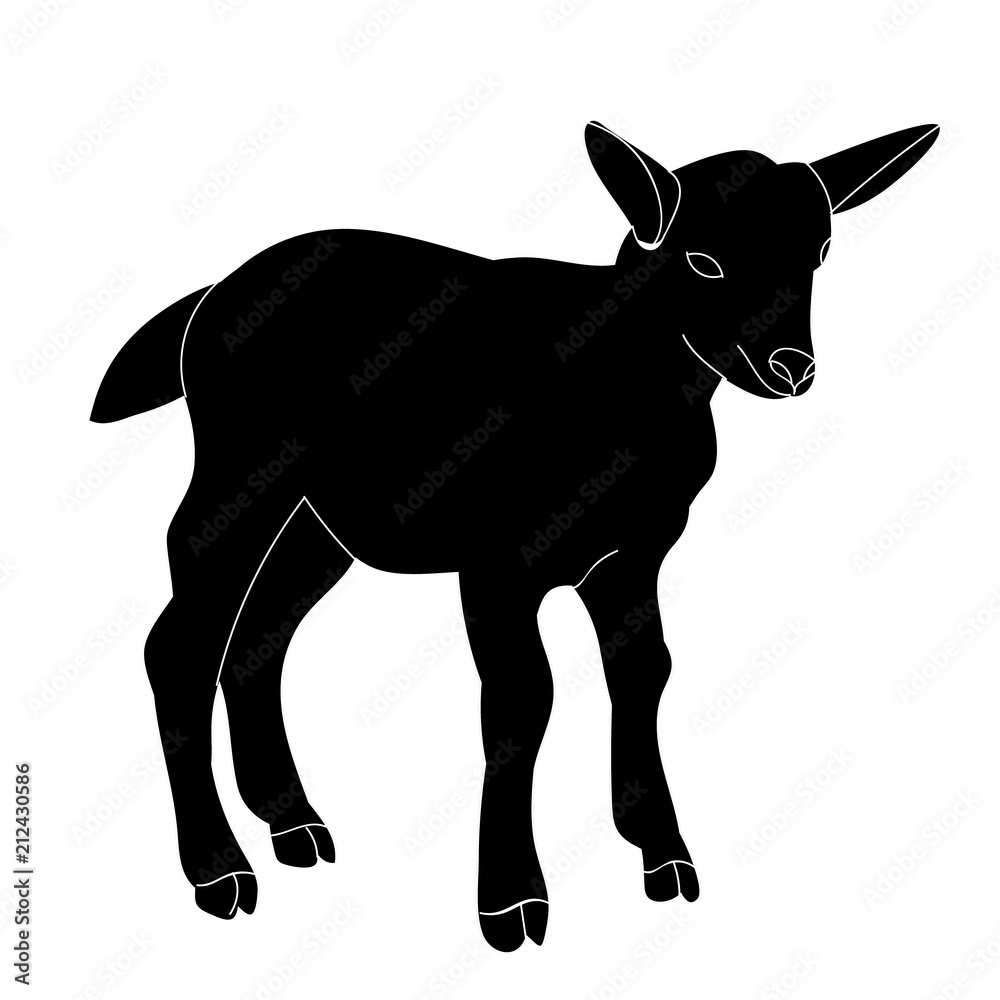 vector, isolated silhouette of goats