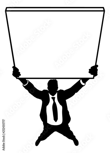 Business Man Holding Sign S...