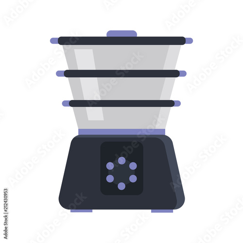 Kitchen steamer color flat isolated on white icon