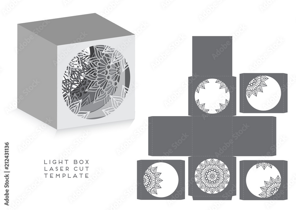 Fototapeta premium Vector wedding card laser cut template