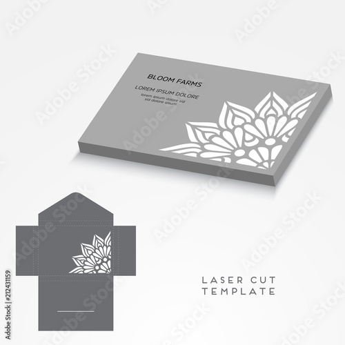 Fototapeta Naklejka Na Ścianę i Meble -  Vector wedding card laser cut template