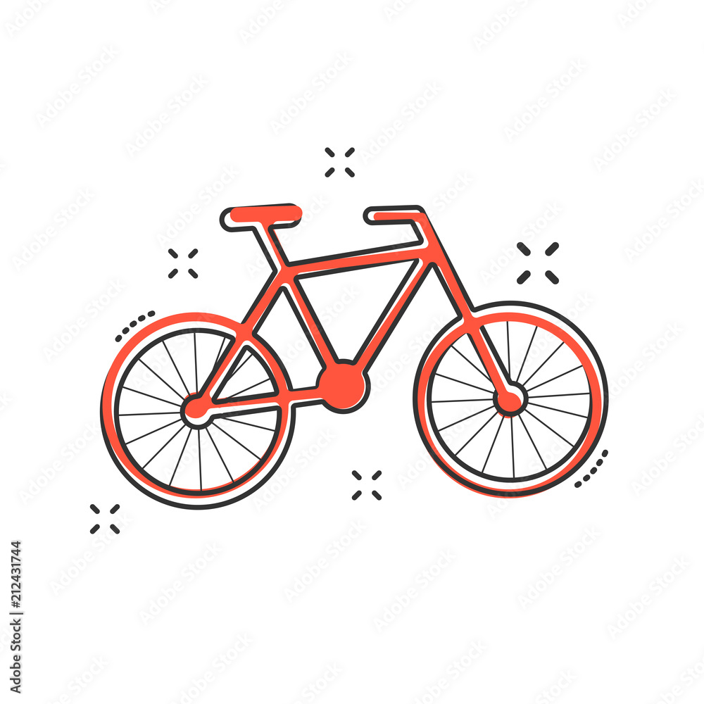 Cartoon bike icon in comic style. Bicycle sign illustration pictogram. Bike business concept. Cartoon bike icon in comic style. Bicycle sign illustration pictogram. Bike business concept.