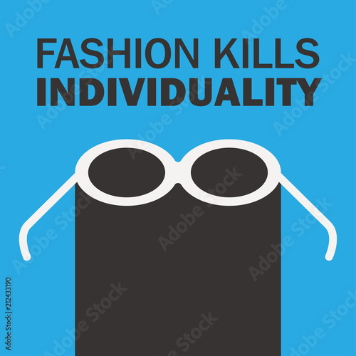 Protest poster design against fashion influence. Double-barreled gun and sunglasses mixed together.