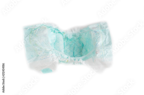Baby diaper on white background, isolate, diaper