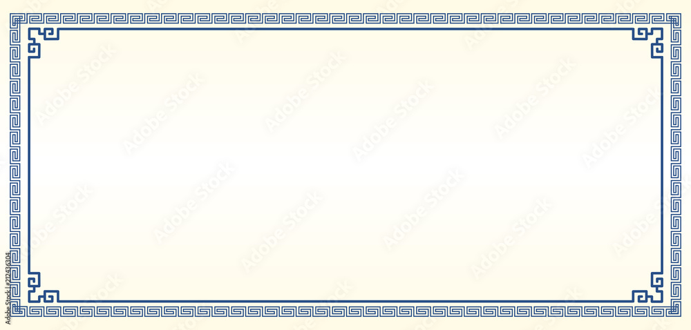 Traditional Chinese Blue Porcelain And White Jade Colors Background, The Great Wall Frame