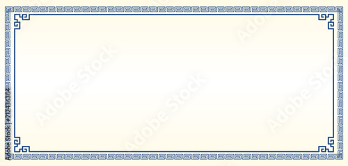 Traditional Chinese Blue Porcelain And White Jade Colors Background, The Great Wall Frame photo