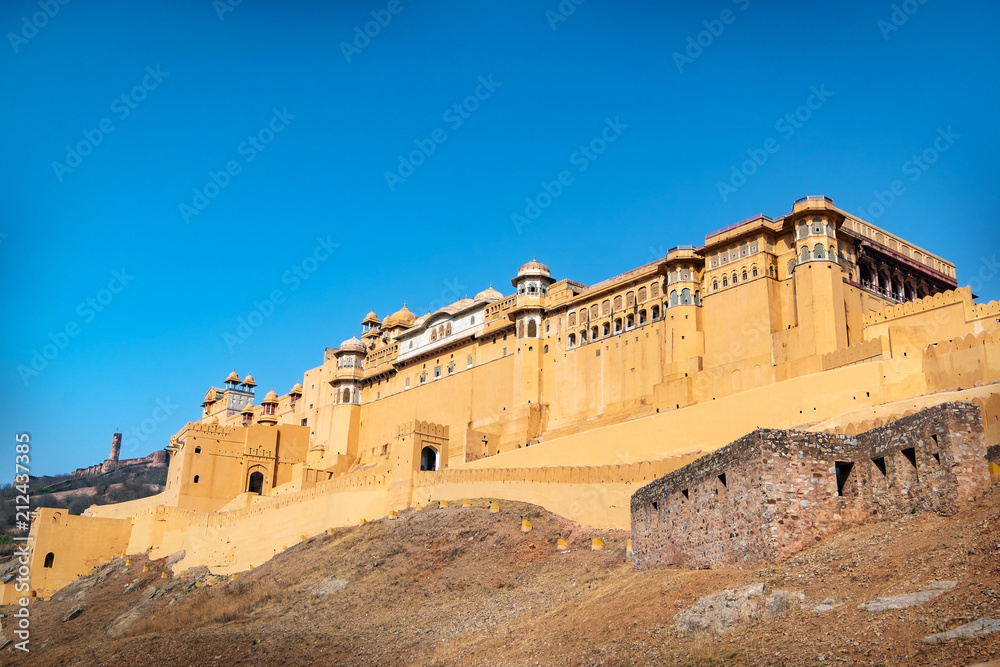 Fototapeta premium Amer Fort in Jaipur, Rajasthan, India. UNESCO world heritage.
