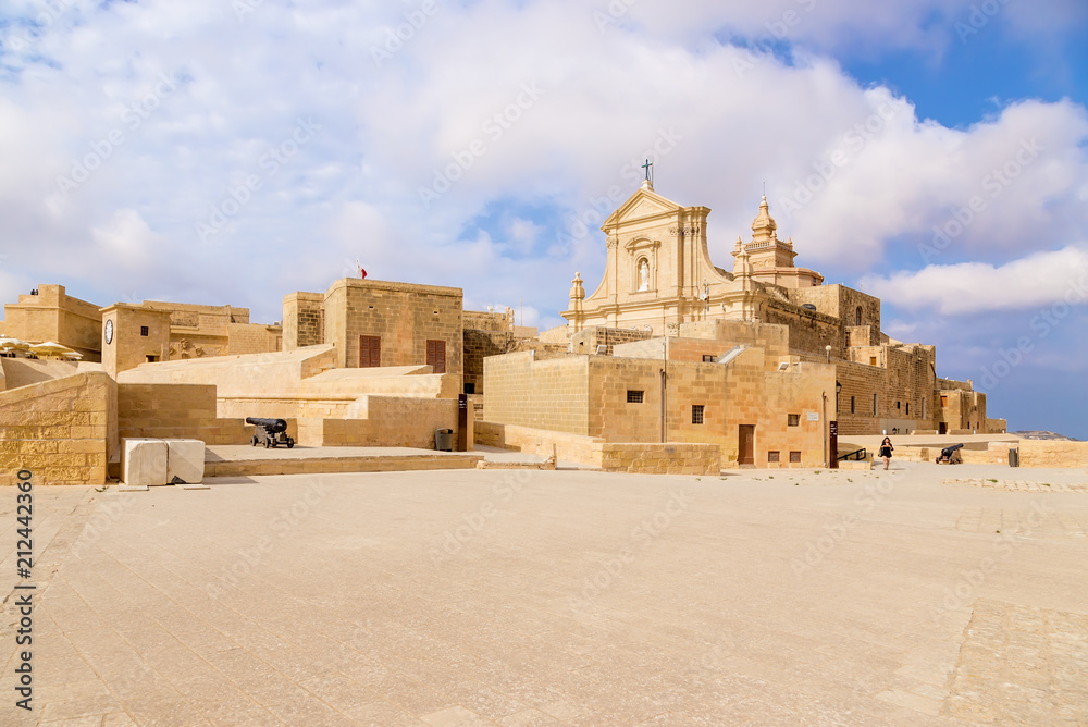 Victoria, the island of Gozo, Malta. Fortifications of the Citadel and the Cathedral of Santa Maria