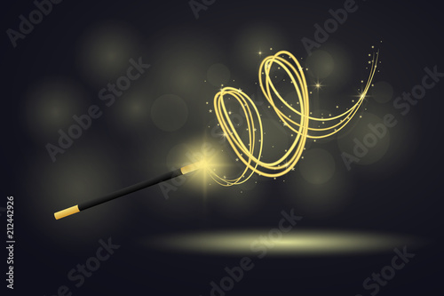 colorful magic wand at black background