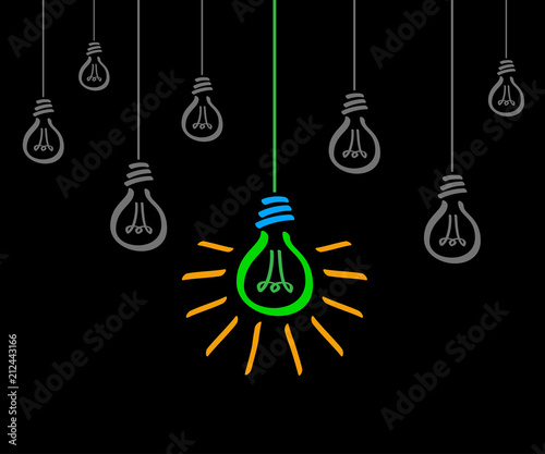 Creative creation ideas bulb, new idea sign - stock vector