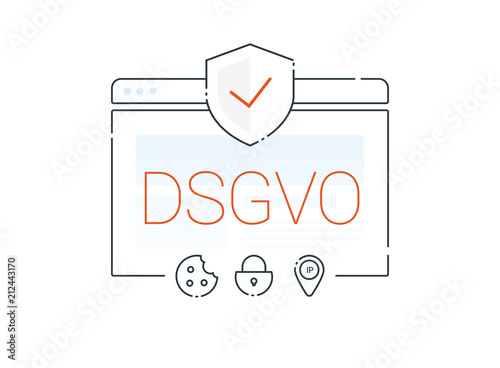 DSGVO Basic Data Protection Regulation Concept with website, germany, cookie, lock, ip, shield