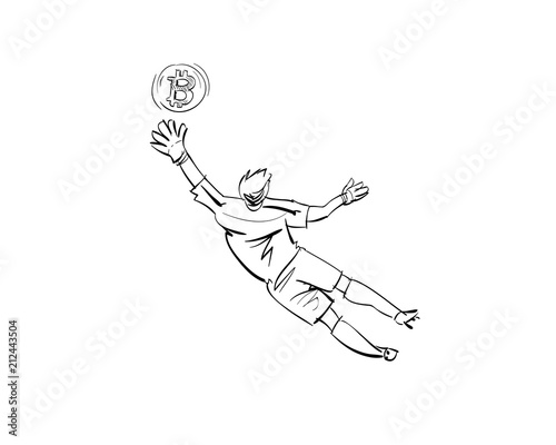 Football player. Hand drawn sketch. Vector illustration.