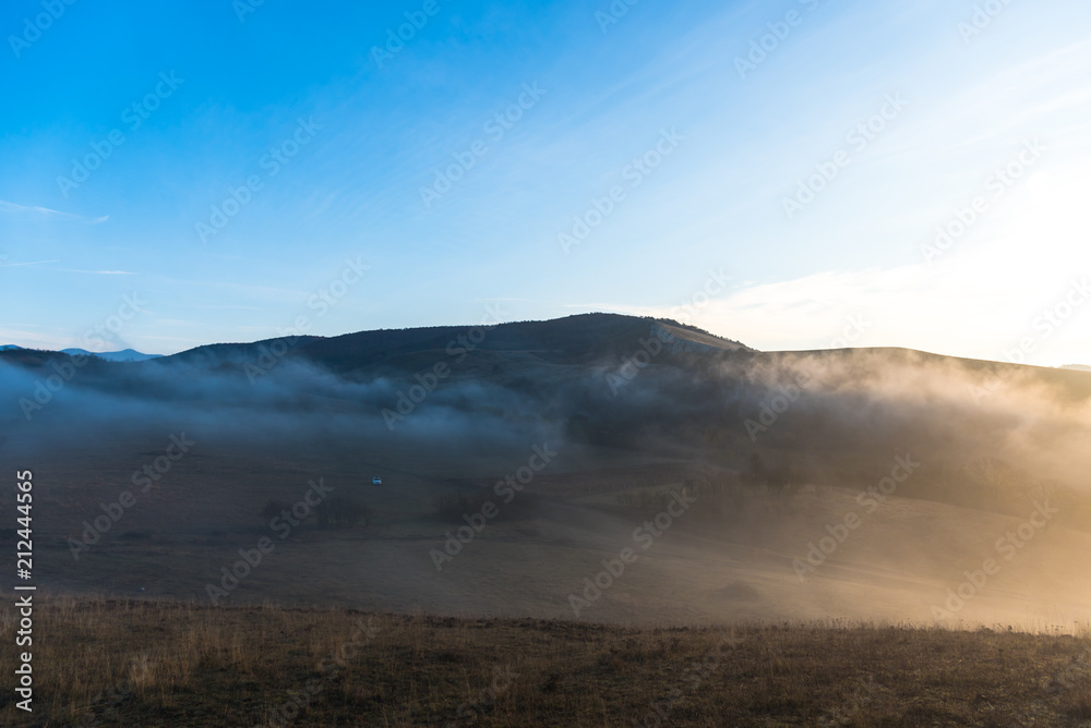 Morning fog on the hill Morning fog on the hill
