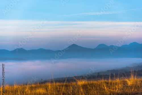 Morning fog on the hill