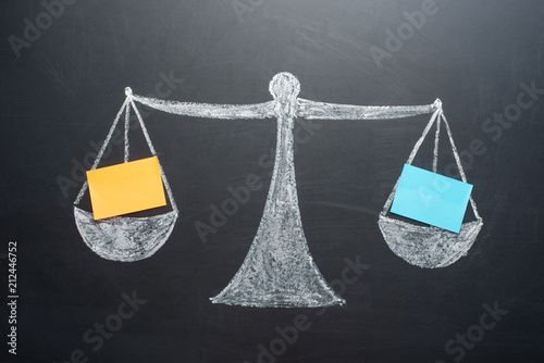 The concept of weights with blank sheets of the balance sheet