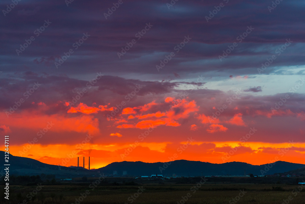 Landscape at the sunset