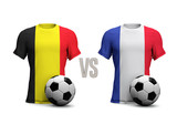 Belgium versus France soccer semi final match. 3D Rendering