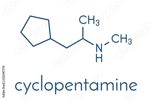 Cyclopentamine nasal decongestant drug molecule (largely discontinued). Skeletal formula.