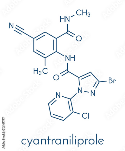 Cyantraniliprole insecticide molecule (ryanoid class). Skeletal formula. photo