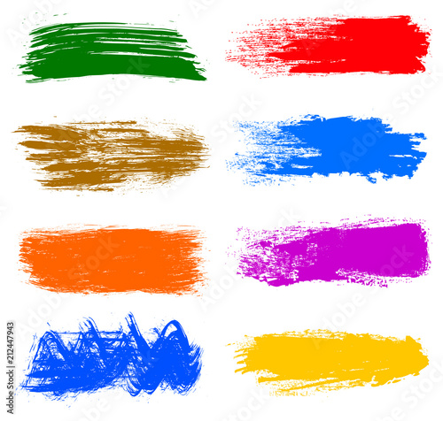 Colored collection of paint, brush strokes – stock vector