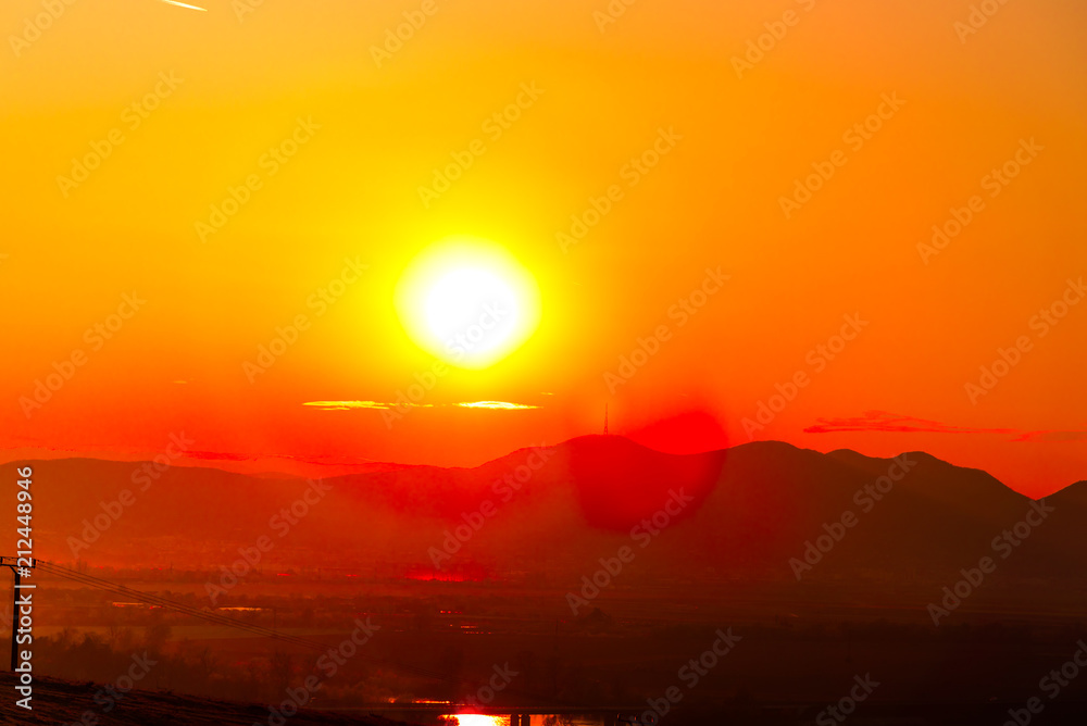 Obraz premium Red sky at the sunset