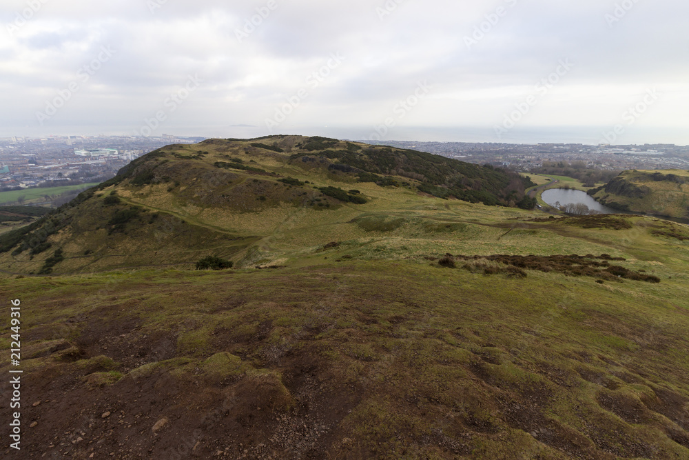 Landscape view of Holyrood Park in Edinburgh, Scotland Landscape view of Holyrood Park in Edinburgh, Scotland