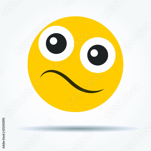 Indifferent emoticon in a flat design. Isolated emoticon